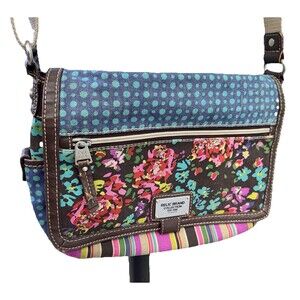 RELIC Brand Collection Floral Polka Dot Striped Canvas Crossbody Messenger Bag